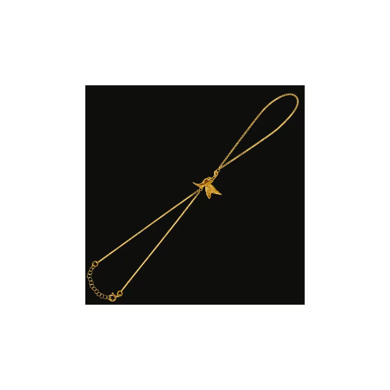 Light Forçat Chain Hand Bracelet with Hummingbird