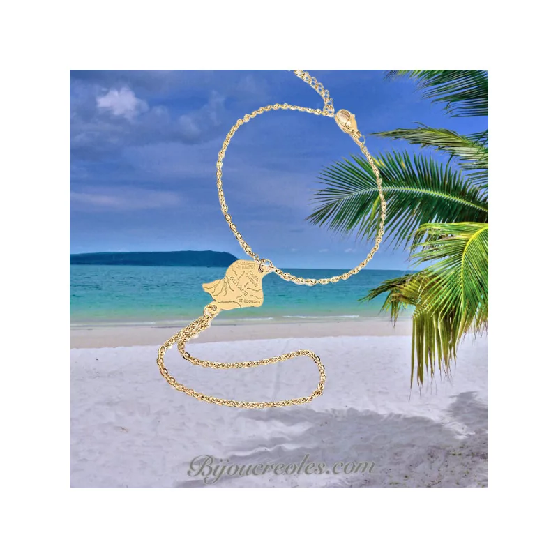 Bracelet Main Carte Guyane Acier bijouxcreoles.com