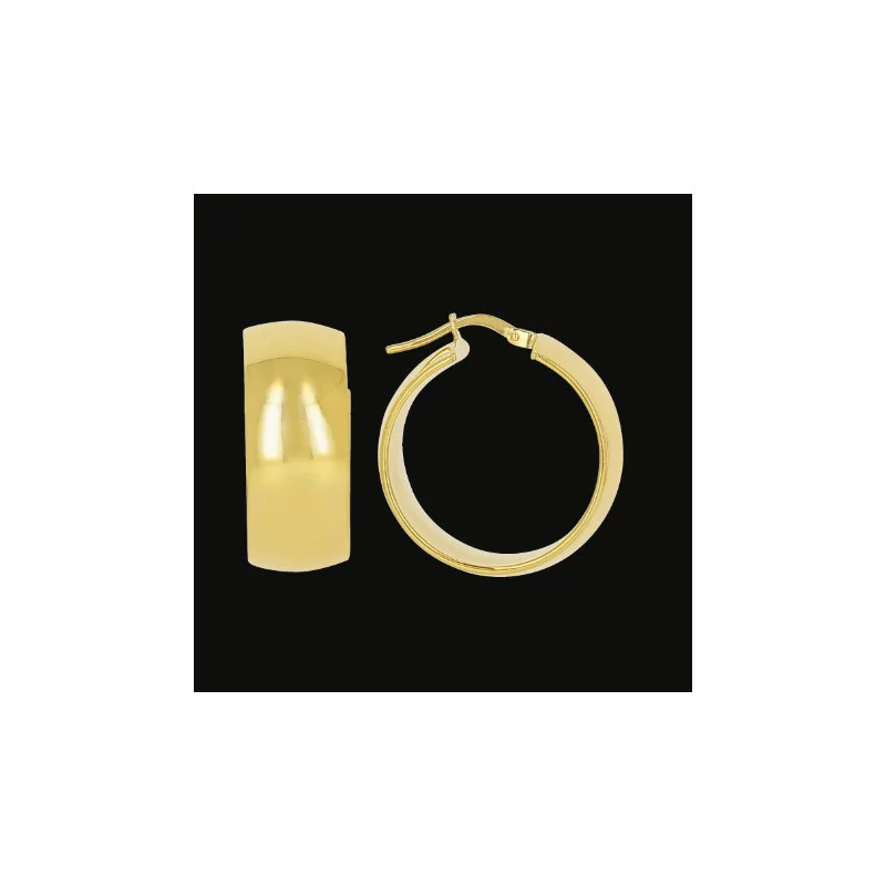 Oval tube 10mm smooth gold hoop earrings
