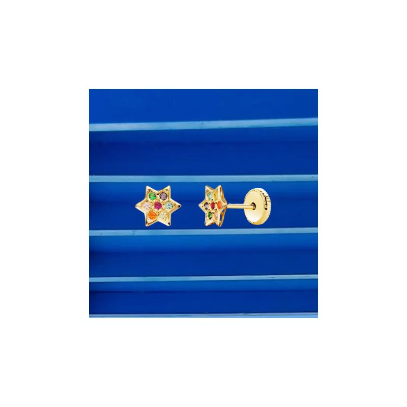 Boucles d'oreilles Étoile Pierres Couleurs Or bijouxcreoles.com Boucles d'oreilles Étoile Pierres Couleurs Or bijouxcreoles.com