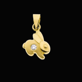 pendentif lapin avec zircone or 18 carats