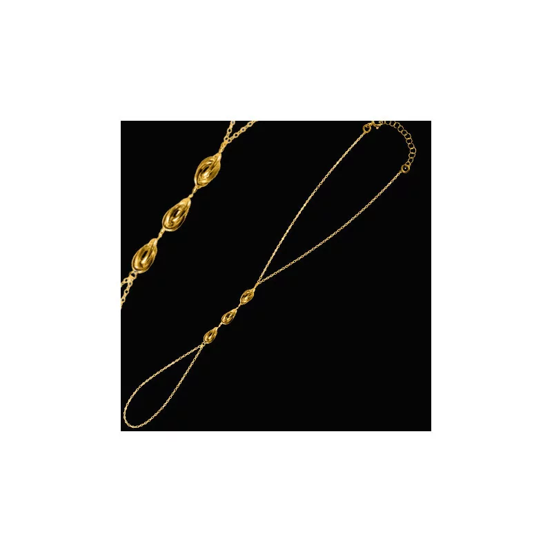 Forçat chain with 3 clear knots, 2mm Gold