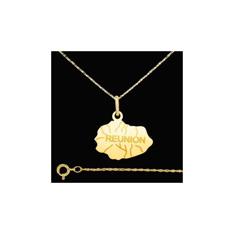 Pendant Chain Map of Réunion in Gold Pendant Chain Map of Réunion in Gold