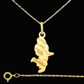 Pendentif Chaîne Carte de la Martinique Or
