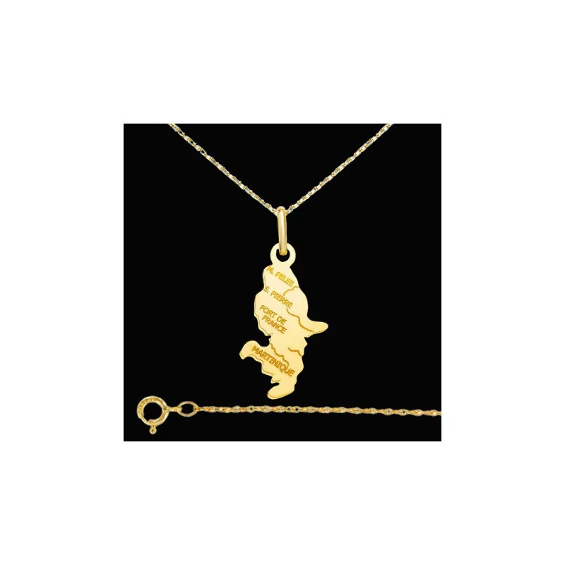 Martinique Map Gold Pendant Chain Martinique Map Gold Pendant Chain