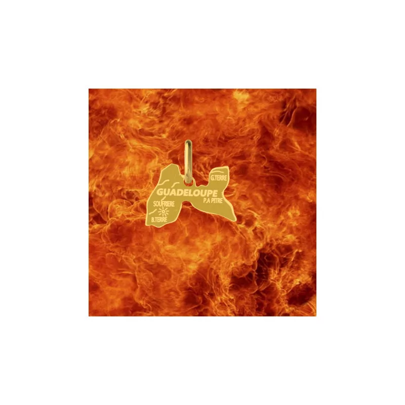 15mm Gold Guadeloupe Map Pendant