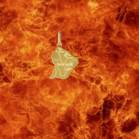 Pendentif carte de la Guyane 14mm Or