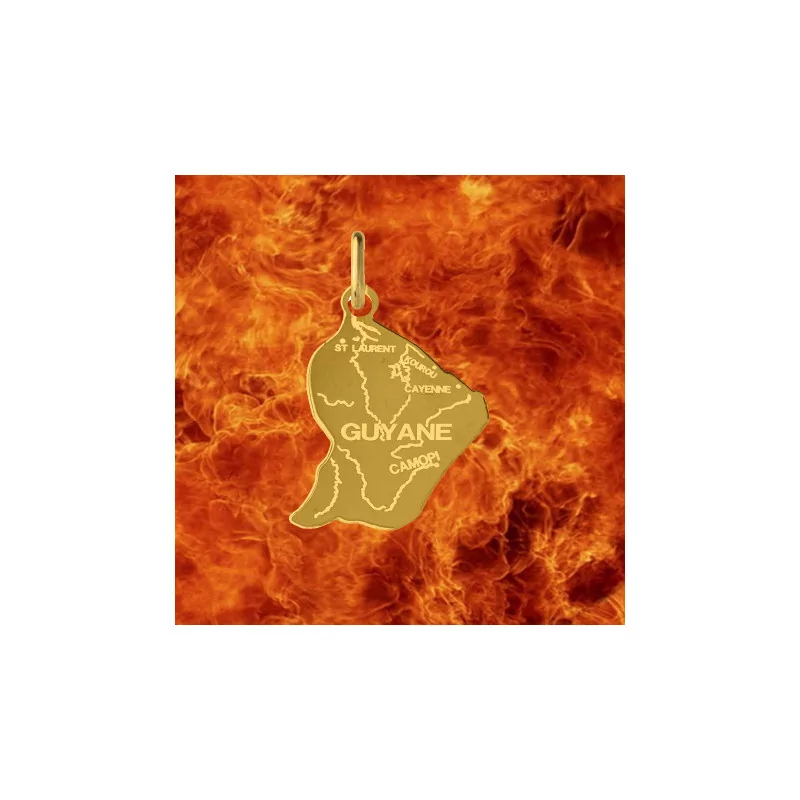 Pendentif carte de la Guyane 22mm Or bijouxcreoles.com