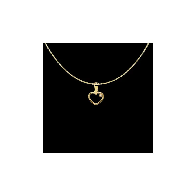 Mini Heart Zirconia Gold Chain Pendant