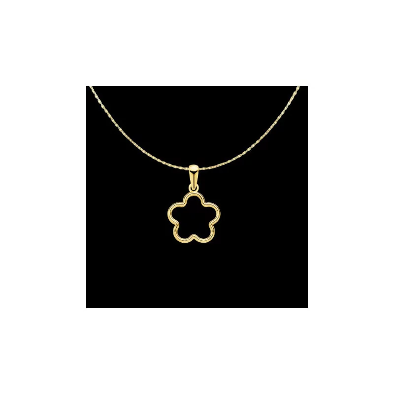 Pendentif Chaine Fleur Ajouré 12mm Or bijouxcreoles.com
