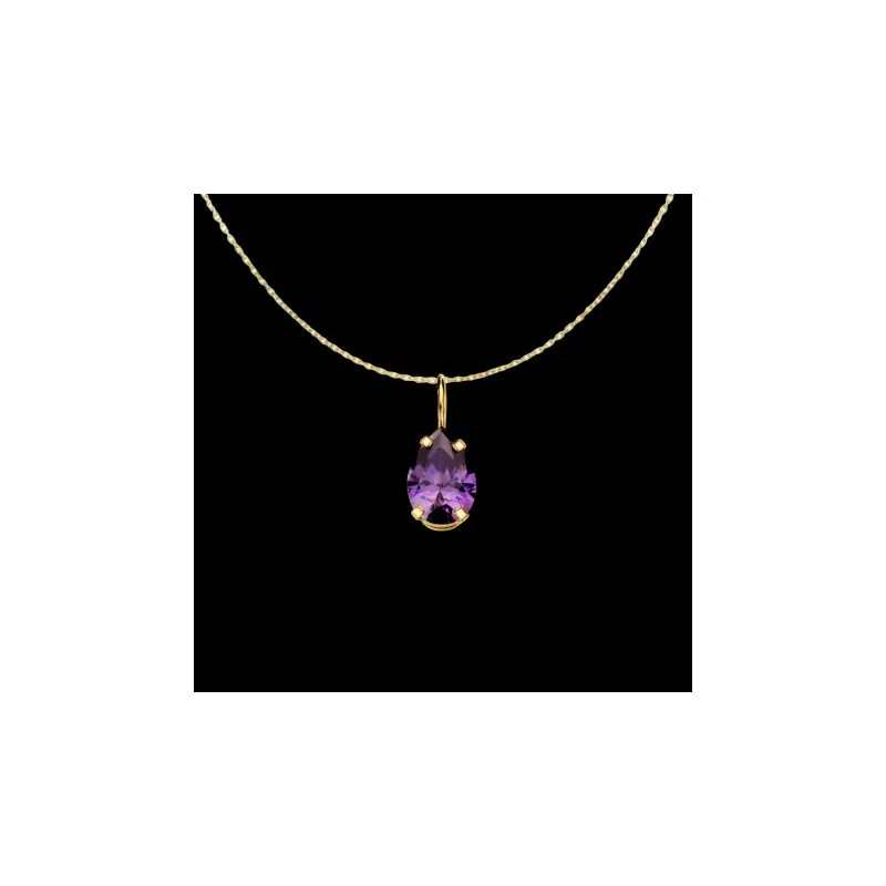 Amethyst Zirconium Claw Chain Pendant in Gold