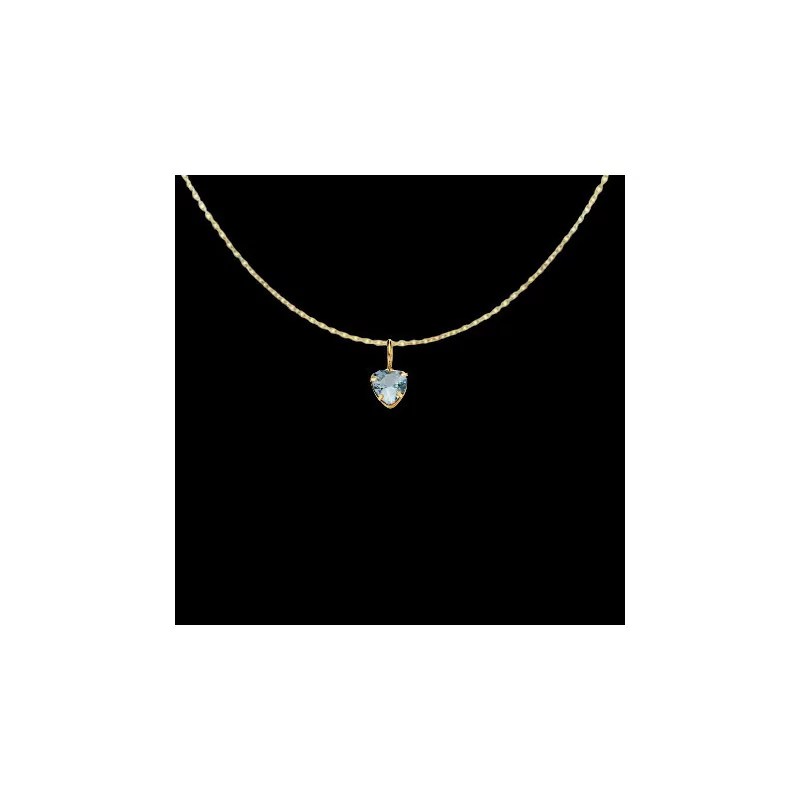 Pendentif Chaine Coeur Zirconium Bleu Or bijouxcreoles.com