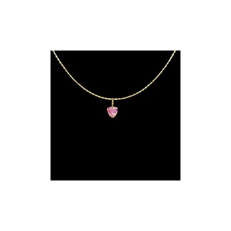Pendentif Chaine Coeur Zirconium Rose Or bijouxcreoles.com
