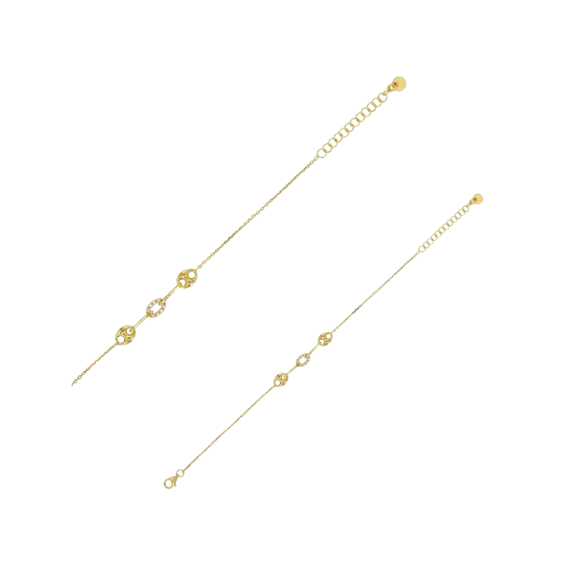 Bracelet grains de café et ovale orné d'oxydes bijouxcreoles.com