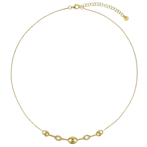 Chain necklace with Square and Round Zirconia Pendant Silver