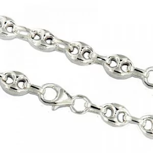 Coffee bean necklace with 2 ovals adorned with zirconia oxides