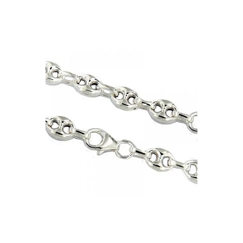 Silver Coffee Bean Necklace 7MM