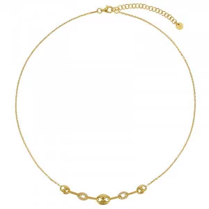 Coffee bean necklace with 2 ovals adorned with zirconia oxides