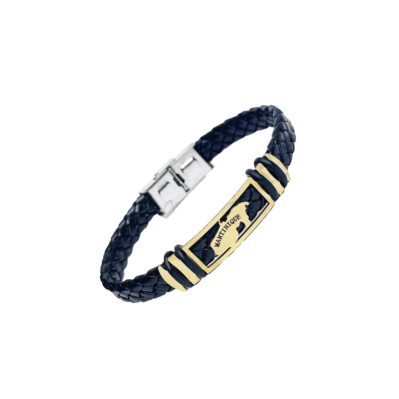 Bracelet acier caoutchouc carte Martinique bijouxcreoles.com
