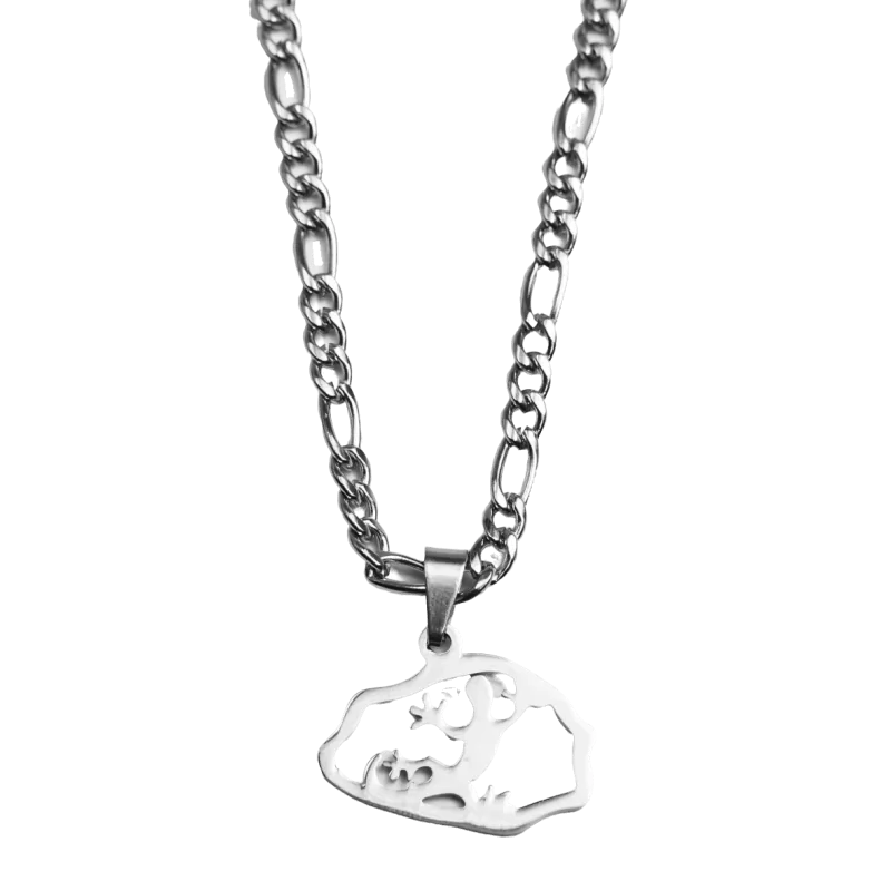 Collier Pendentif acier margouillat La Réunion bijouxcreoles.com