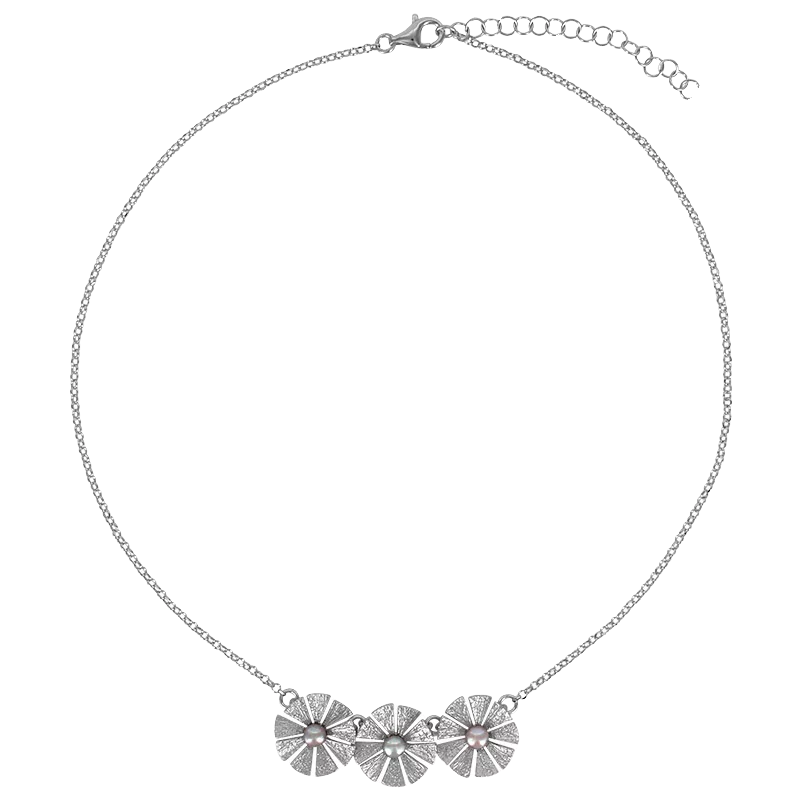 Collier fleurs Tropicale perle de culture eau douce argent bijouxcreoles.com