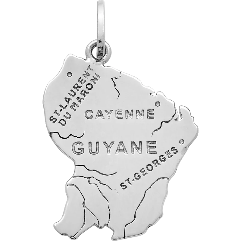 Pendentif Carte de la Guyane Argent bijouxcreoles.com