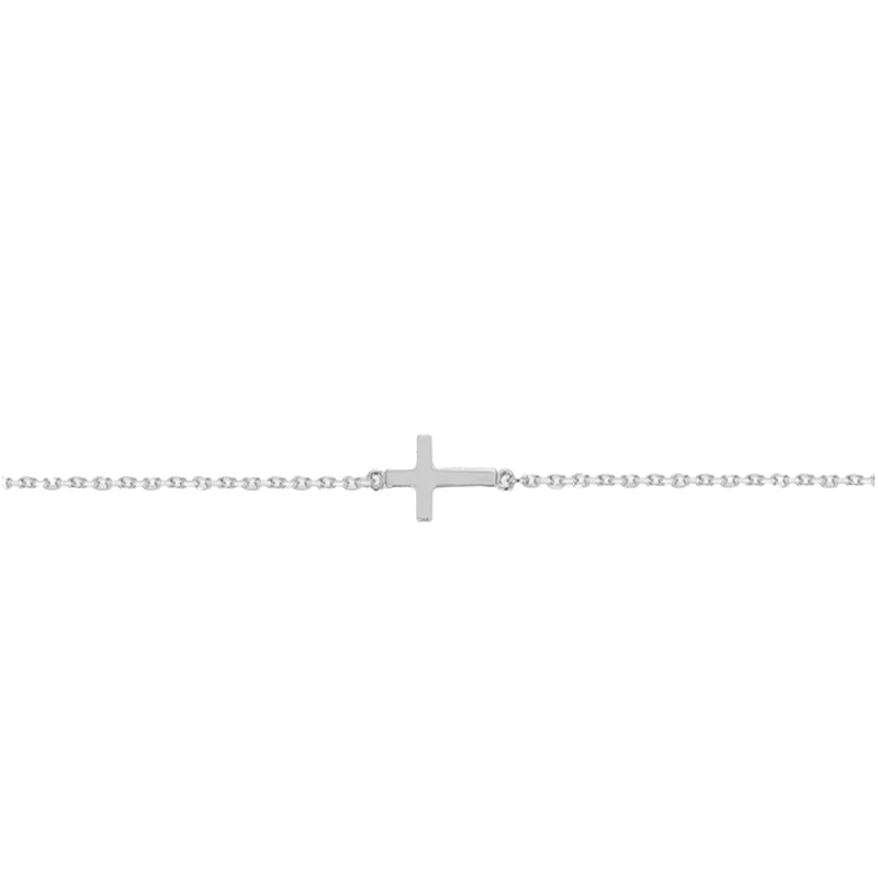 Chaîne de cheville croix argent rhodié bijouxcreoles.com