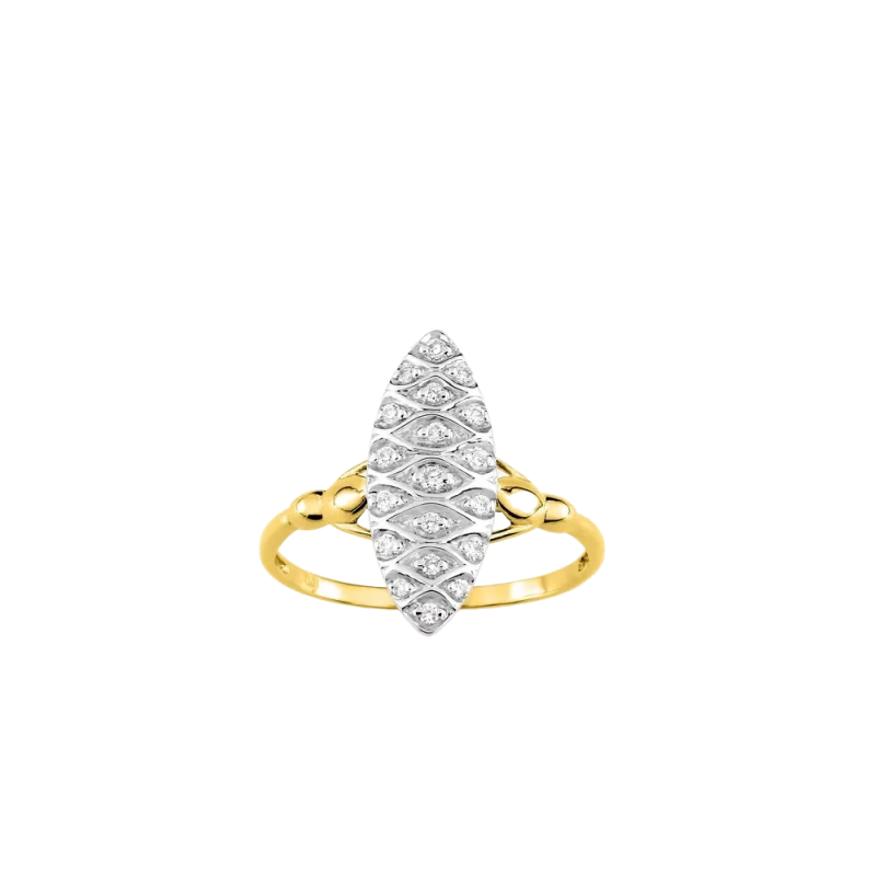 Marquise ring Hiva-Oa in gold and cubic zirconia