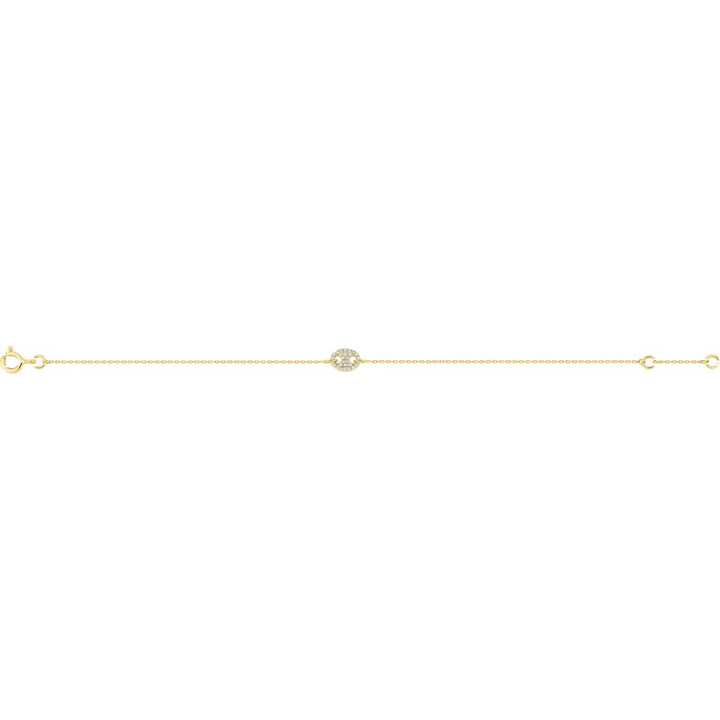 Coffee bean bracelet with gold and cubic zirconia.