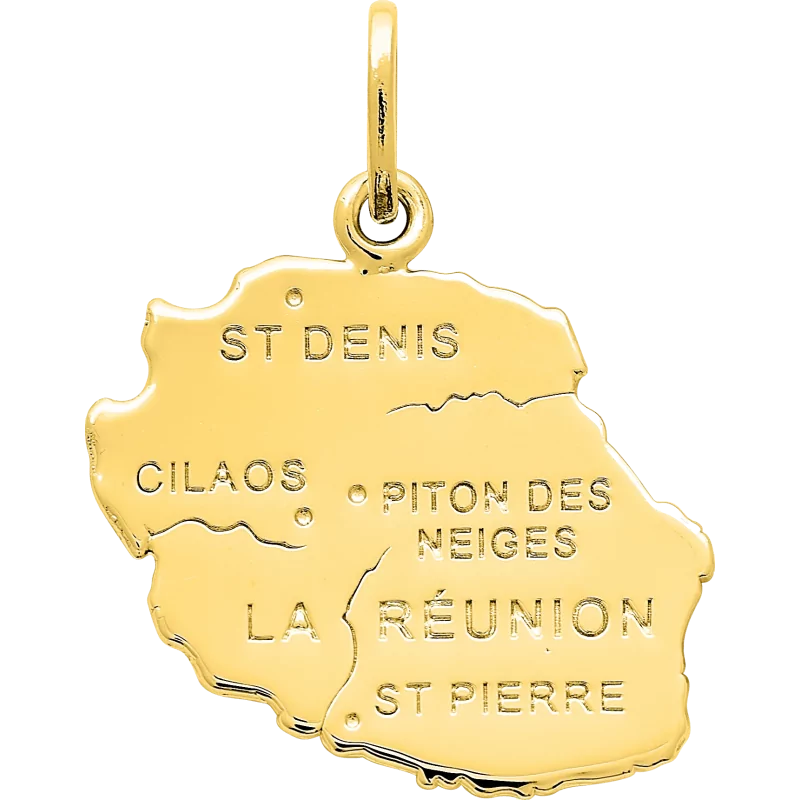 Pendentif Carte de la Réunion Plaqué Or bijouxcreoles.com