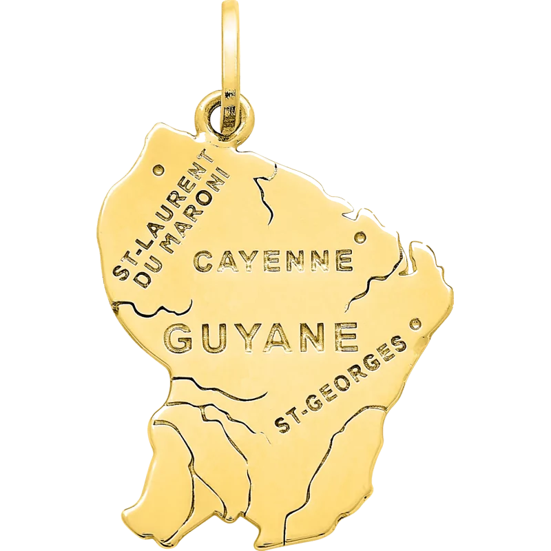 Pendentif Carte de la Guyane Plaqué Or bijouxcreoles.com