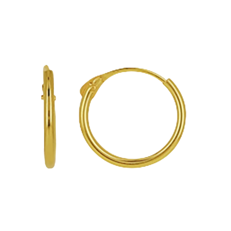 Hollow creole earrings, 1mm thickness, 8mm inner diameter, gold. Hollow creole earrings, 1mm thickness, 8mm inner diameter, gold.