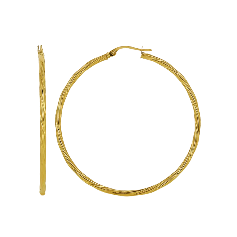 Créoles torchon tube 2mm diamètre intérieur 40mm Or bijouxcreoles.com