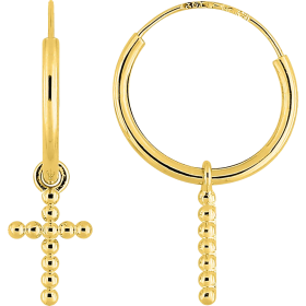 boucles d'oreilles créoles Croix pampilles 10mm Or