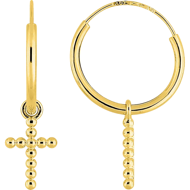 boucles d'oreilles créoles Croix pampilles 10mm Or bijouxcreoles.com boucles d'oreilles créoles Croix pampilles 10mm Or bijouxcreoles.com