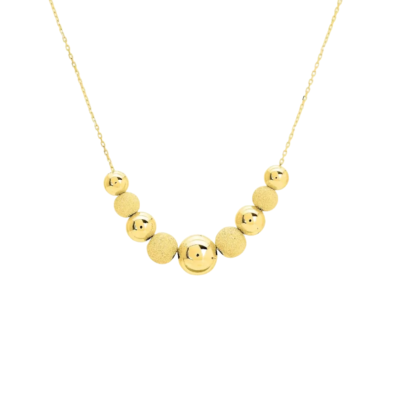 Collier Boules Centre 8mm pailletées Or 18 Carats bijouxcreoles.com
