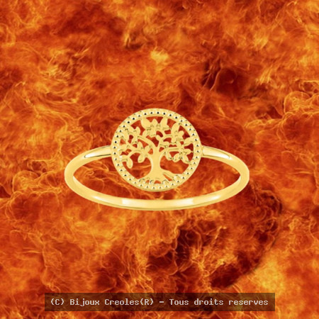 Bague arbre de vie entourage Or 9 Carats