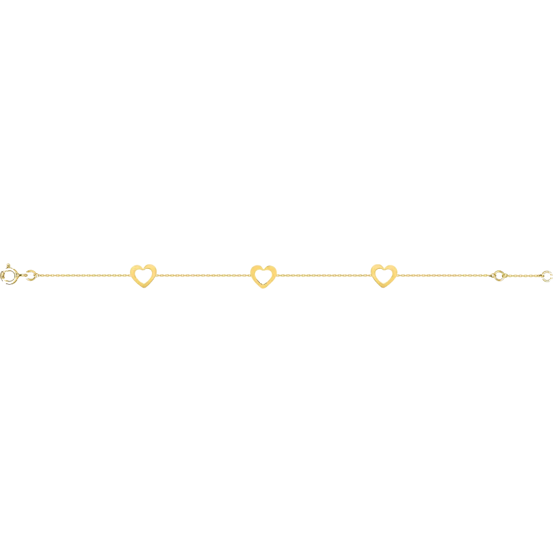 Bracelet fantaisie Cœur Or 9 Carats bijouxcreoles.com