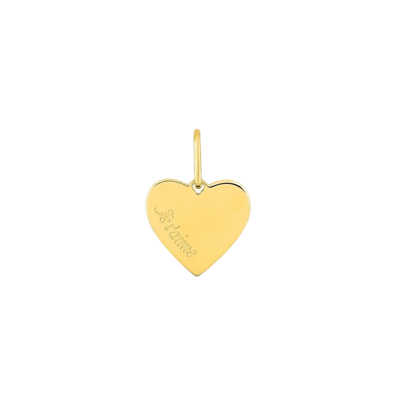 Pendentif cœur gravé je t'aime or 9 Carats bijouxcreoles.com
