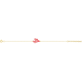 Bracelet Motif Corail Rouge Plaqué Or