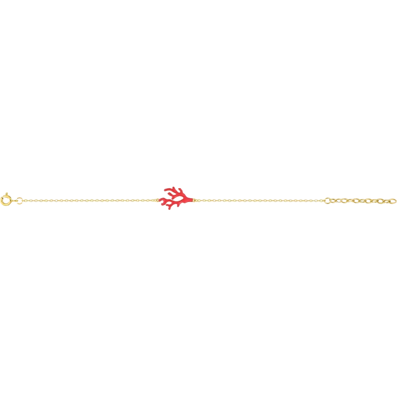 Bracelet Motif Corail Rouge Plaqué Or bijouxcreoles.com