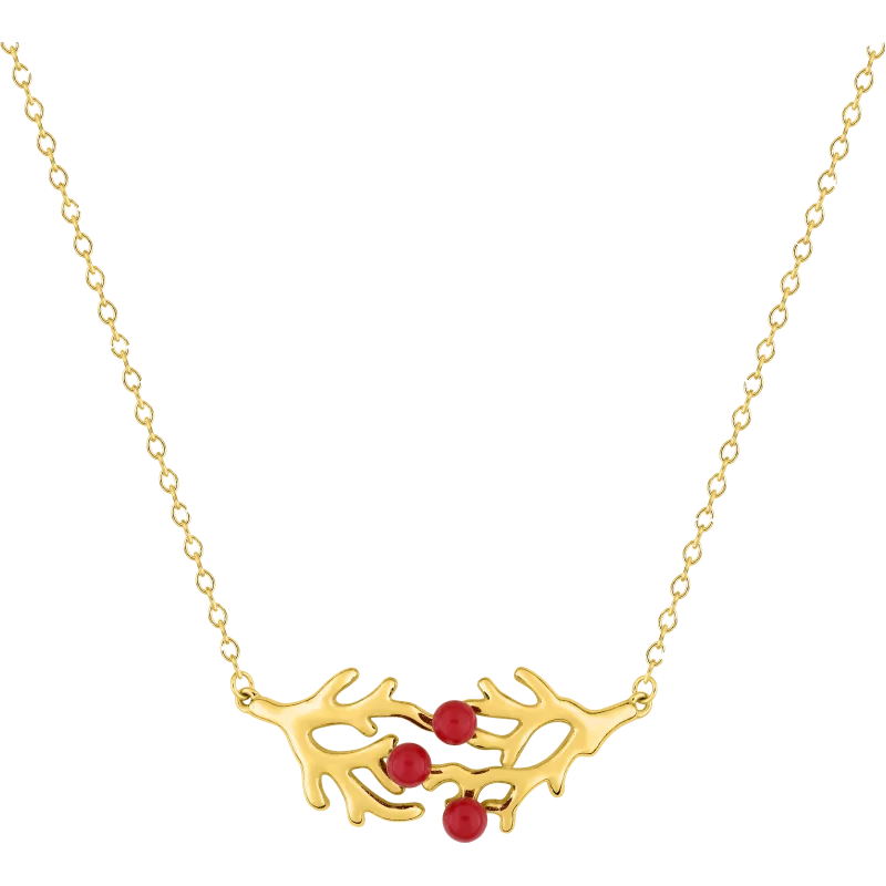 Coral Motif Trilogy Gold-Plated Necklace