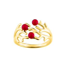 Coral Pattern Trilogy Gold-Plated Ring