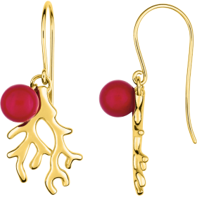 boucle d'oreille crochet corail plaqué or