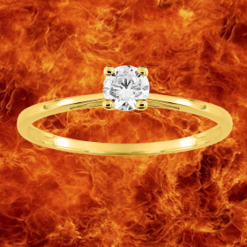Solitaire ring with 4-prong setting, Cubic Zirconia, 9-carat Gold