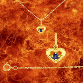 Pendentif Chaine Cœur Pierres Précieuses Or