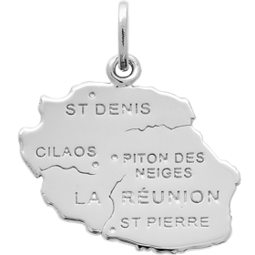 Reunion Island Map Silver Pendant