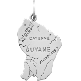 Pendant Map of French Guiana Silver