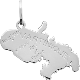 Martinique Map Pendant Silver