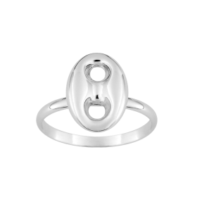 Bague grain de café gris rhodié Argent